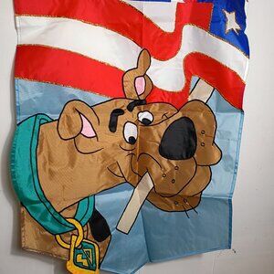 VTG Scooby-Doo Patriotic Garden Yard Flag 27x39 4th of July Red White Blue